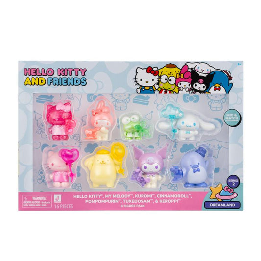 FIGURA HELLO KITTY SET CON 8 FIGURAS TRASLÚCIDAS JAZWARES