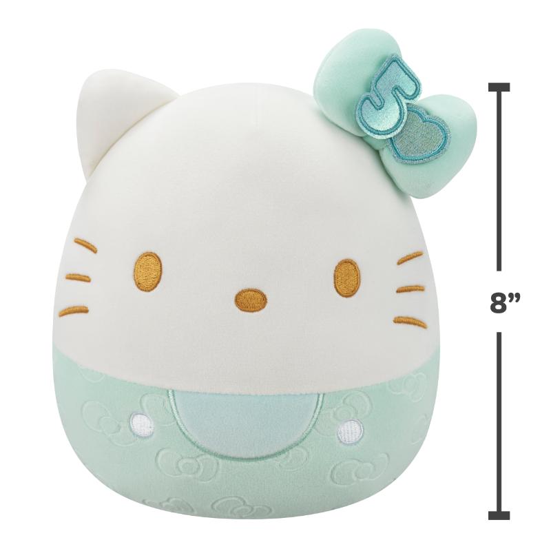 Jazwares Squishmallows 8" Hello Kitty 50th aniversario verde menta