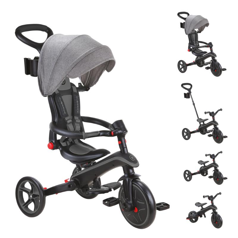 Globber carrito Explorer Trike desmontable 4 en 1 negro con gris