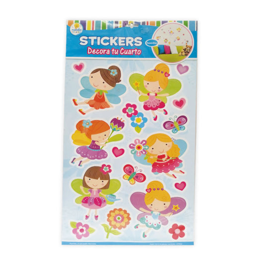 STICKERS DECORATIVOS HADAS Y FLORES RONDA