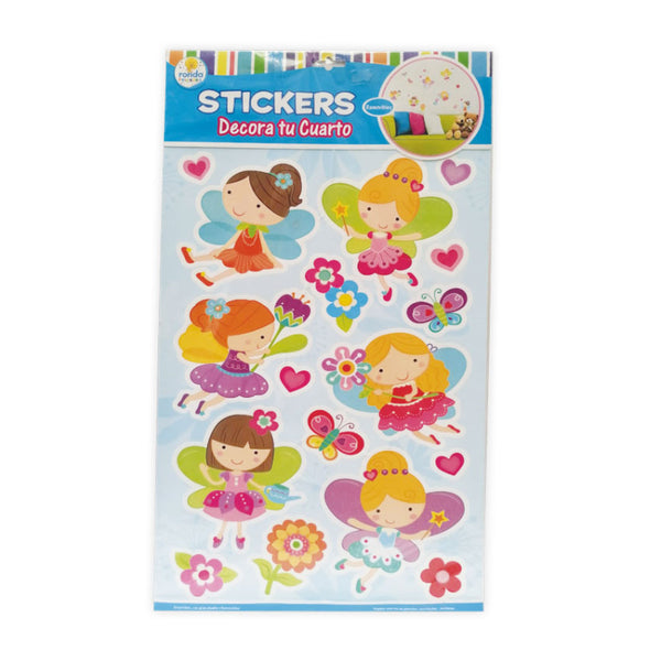 STICKERS DECORATIVOS HADAS Y FLORES RONDA