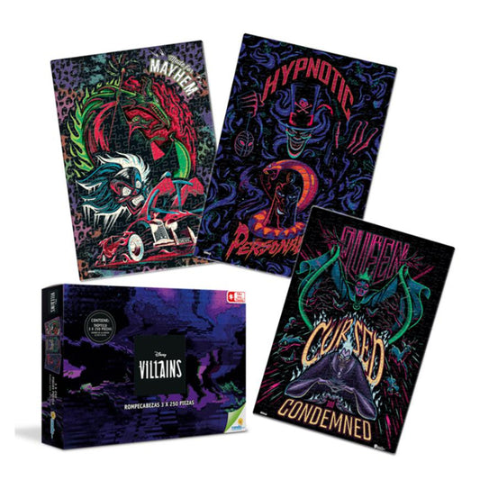 ROMPECABEZAS 3 X 250 PIEZAS DISNEY VILLANOS RONDA