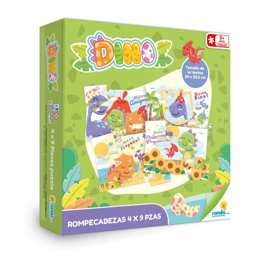 ROMPECABEZAS 4 X 9 PIEZAS DINO RONDA