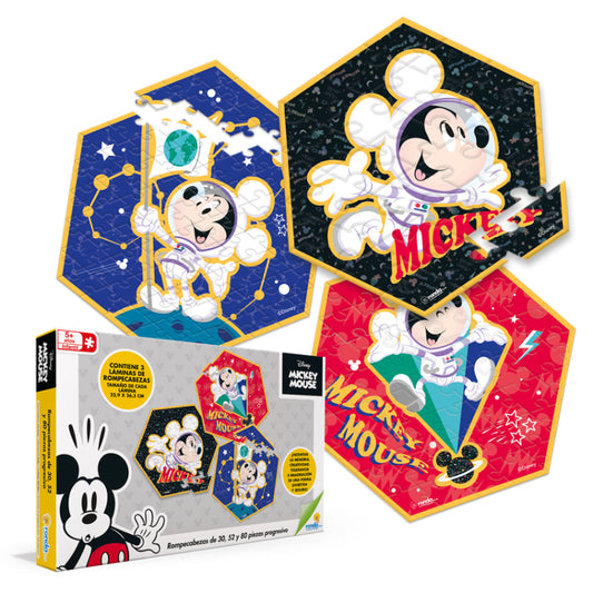 ROMPECABEZAS PROGRESIVO 30/52/80 PIEZAS MICKEY RONDA