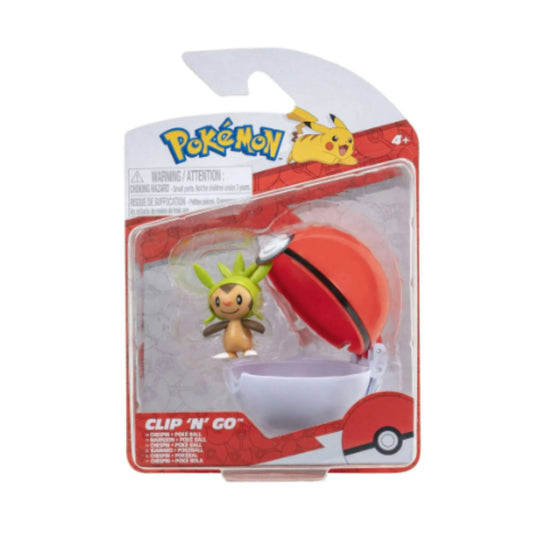 FIGURA POKÉMON CLIP N' GO CHESPIN + POKÉ BALL JAZWARES