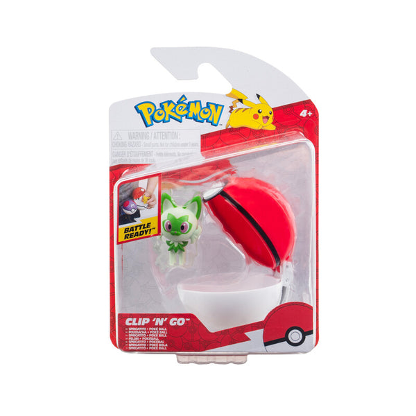 FIGURA POKÉMON CLIP N' GO SPRIGATITO + POKÉ BALL JAZWARES
