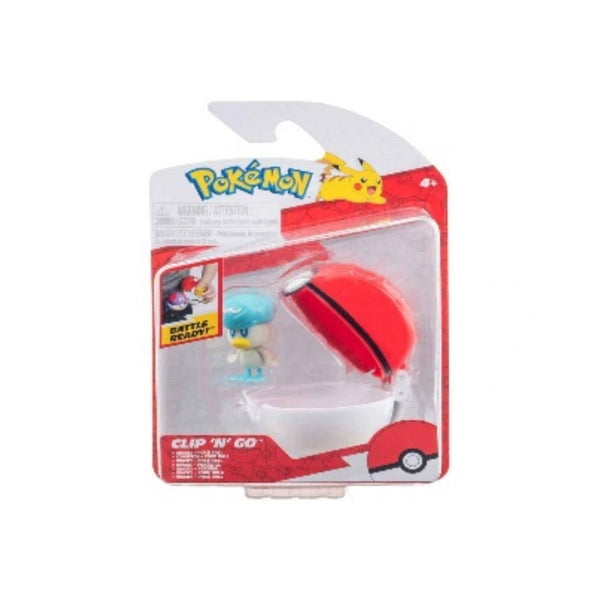 FIGURA POKÉMON CLIP N' GO QUAXLY + POKÉ BALL JAZWARES