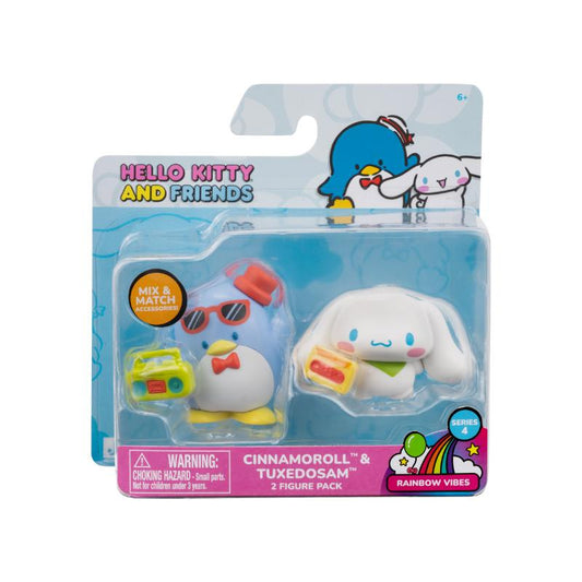 FIGURA HELLO KITTY PACK 2" TUXEDOSAM Y CINNAMOROLL JAZWARES