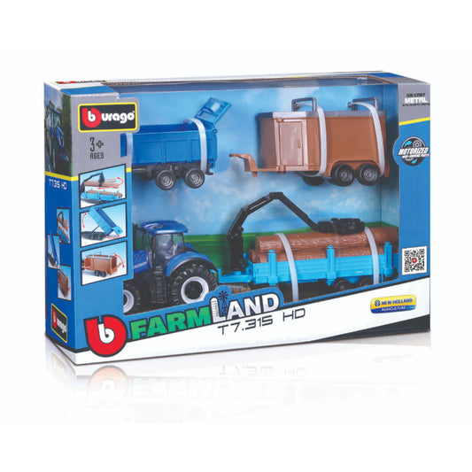 JUGUETE FARMLAND 10 CM TRACTORES CON 3 TRAILERS SURTIDOS BBURAGO