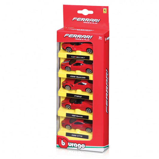 Bburago Ferrari Race and Play 1:64 pack x5