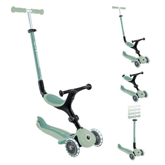 Globber Go Up Active ecológica verde pistacho con luces