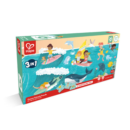 Hape rompecabezas 3x48 piezas amigos del mar