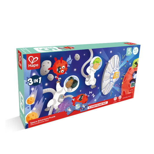 Hape rompecabezas 3x36 piezas aventura espacial