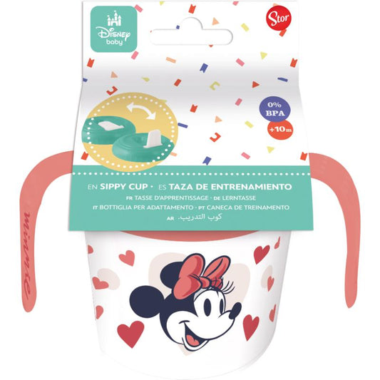 Stor taza de entrenamiento 250 ml Minnie corazones