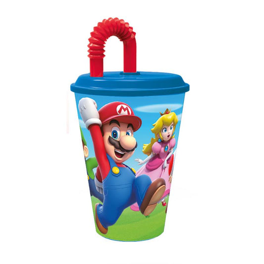 Stor vaso con pajita 430 ml Super Mario