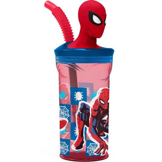 Stor 3D vaso con pajita 360 ml Spiderman