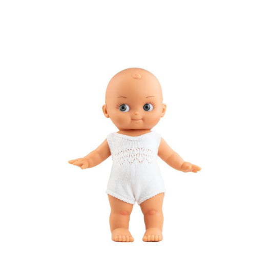 MUÑECA MINI PANCHAS 28 CMS. PIJAMA BLANCO OJOS GRISES PAOLA