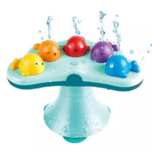JUGUETE FUENTE BALLENAS MUSICAL PARA BAÑO AZUL HAPE